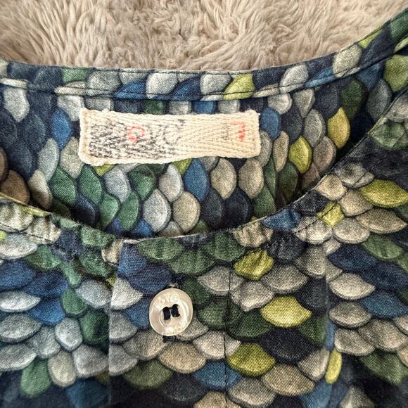 Boys Mandarin Collar Button Down Top Shirt Blue Size 7 Long Sleeve Minimalist - Picture 5 of 7